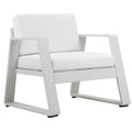 Benjara Xia 32 Inch Armchair, White Aluminum Frame, Fade Resistant Fabric Cushions