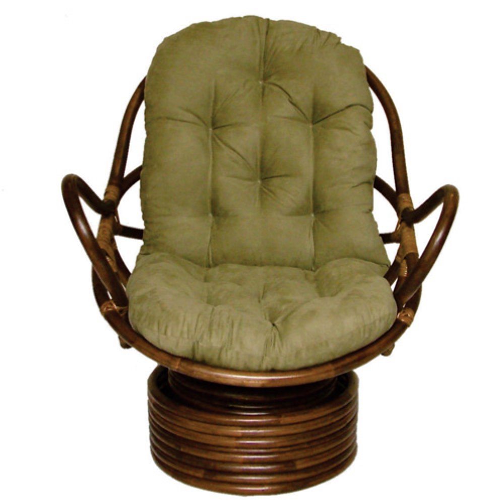 International Caravan Rattan Swivel Rocker with Micro Suede Cushion