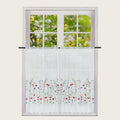 yurlisa Embroidery Pastoral Style Tiers Vertical Stripe Sheer Boucle Linen Window CurtainFlower, Living Room Decorative Rod Pock