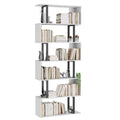 Gadroad 6 Tier Geometric Bookcase,S Shaped Bookshelf, Wood Decorative Storage Shelving, Modern Freestanding Display Shelves, Tal