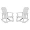Flash Furniture Savannah Poly Resin Wood Adirondack Rocking Chair - All Weather White Polystyrene - Stainless Steel Hardware - S