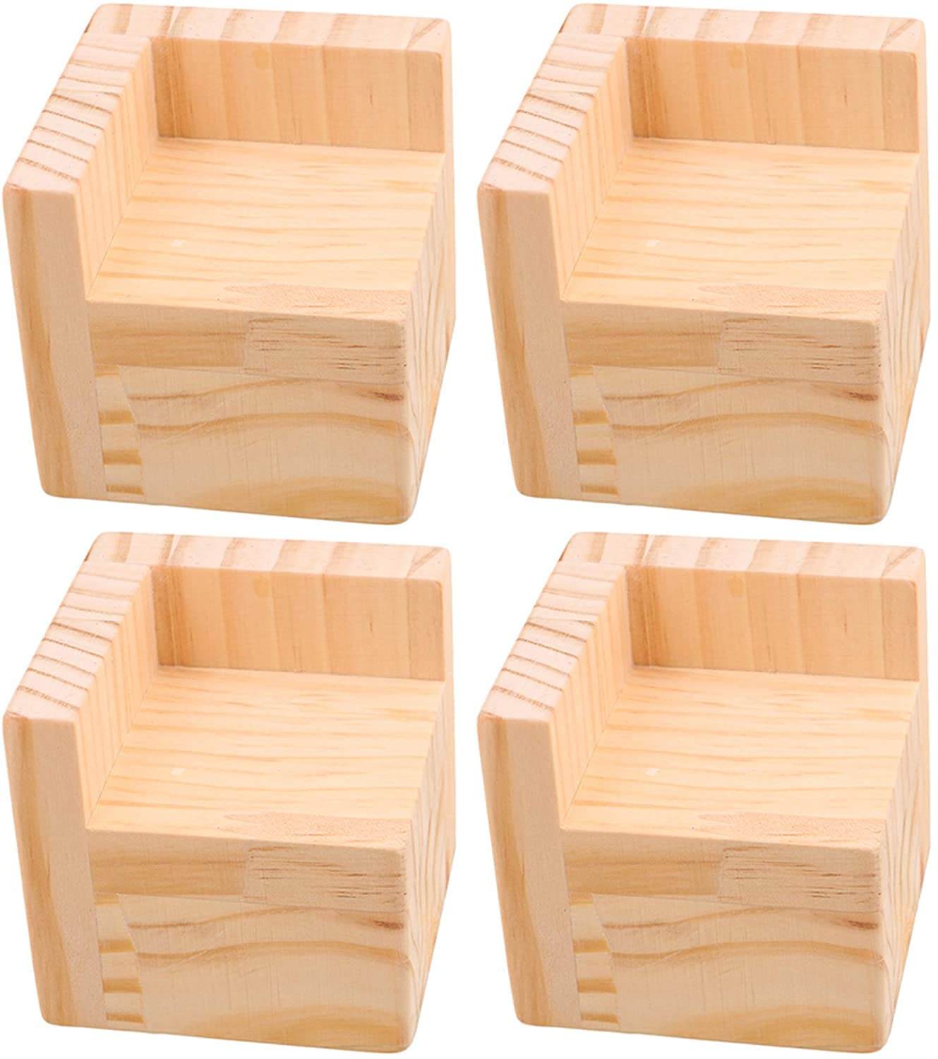 Set of 4 Bed Risers Furniture Square Risers 2 Inches Height Heavy Duty Unfinished Solid Wood Furniture Legs Bed Lifts Furniture 
