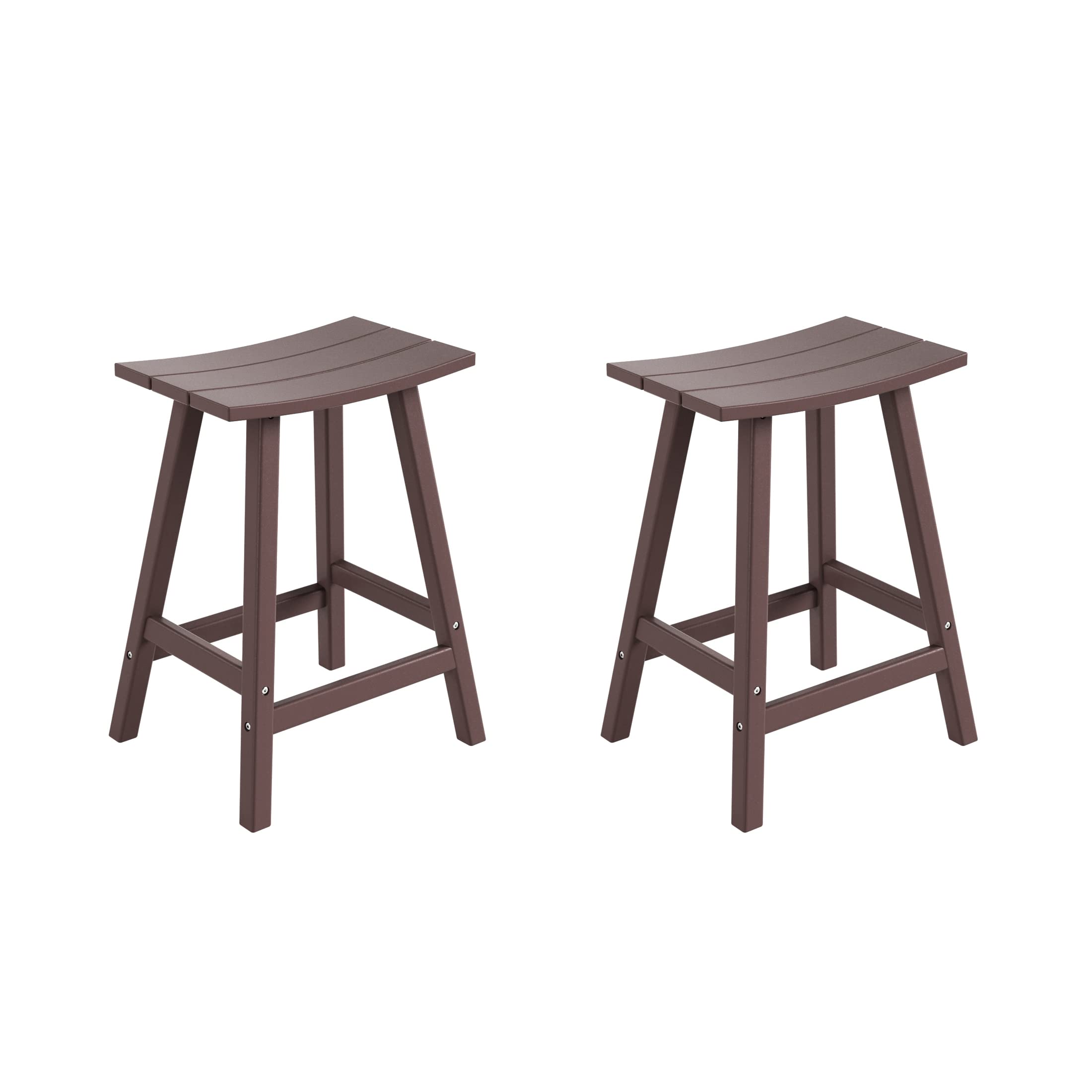 Costaelm All-Weather Bar Stools Set of 2, 24 Height Outdoor Bar Stools, Adirondack Poly Patio Bar Stool for Patio, Deck, Kitchen