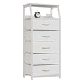 Furnulem White Dresser with 5 Drawers, Vertical Storage Tower Fabric Dresser for Bedroom, Hallway, Entryway, Nursery, Closet Org