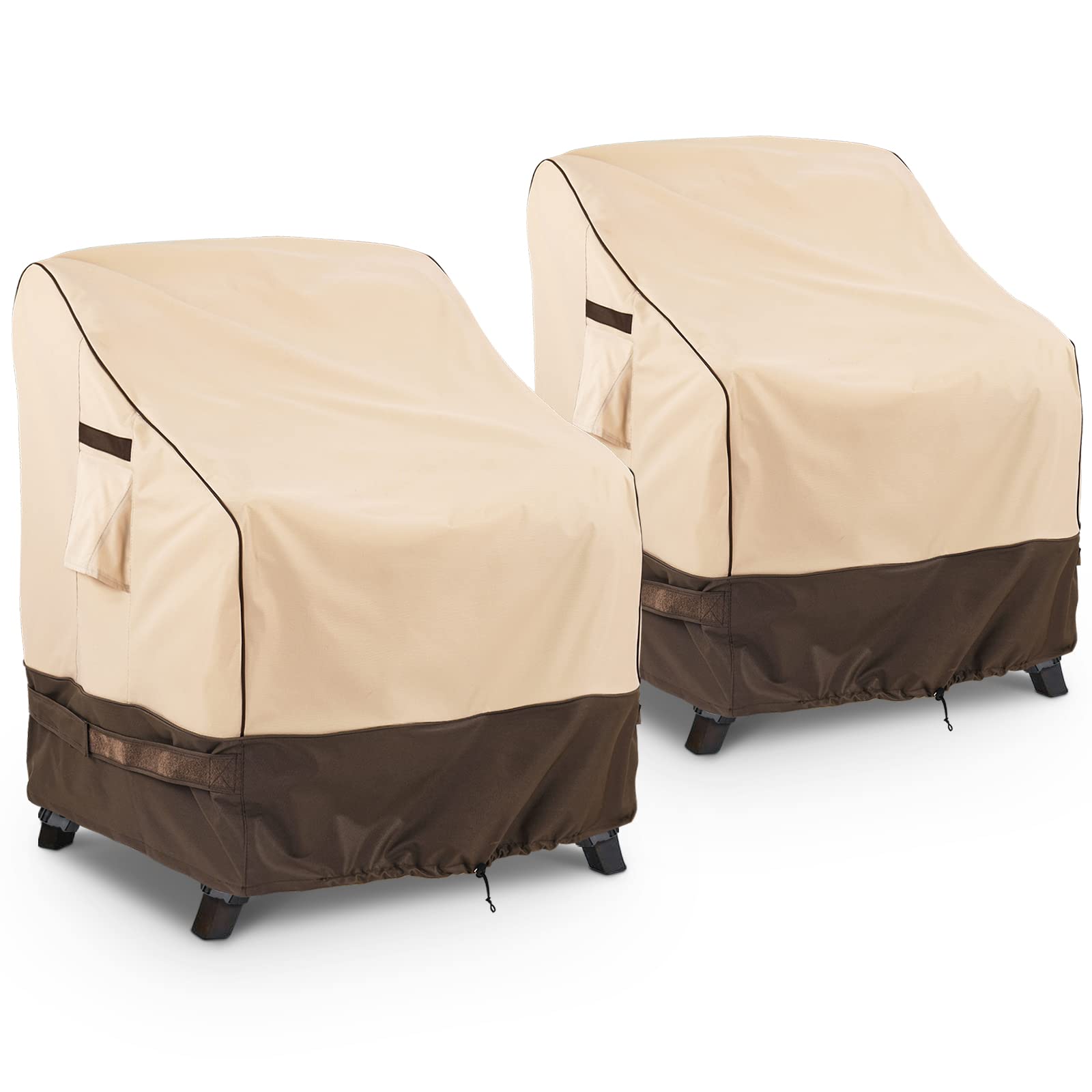 KylinLucky Patio Furniture Covers Waterproof 33W x 35D x 38.5H inches 2 Pack, Lawn Outdoor Chair Cover Khaki