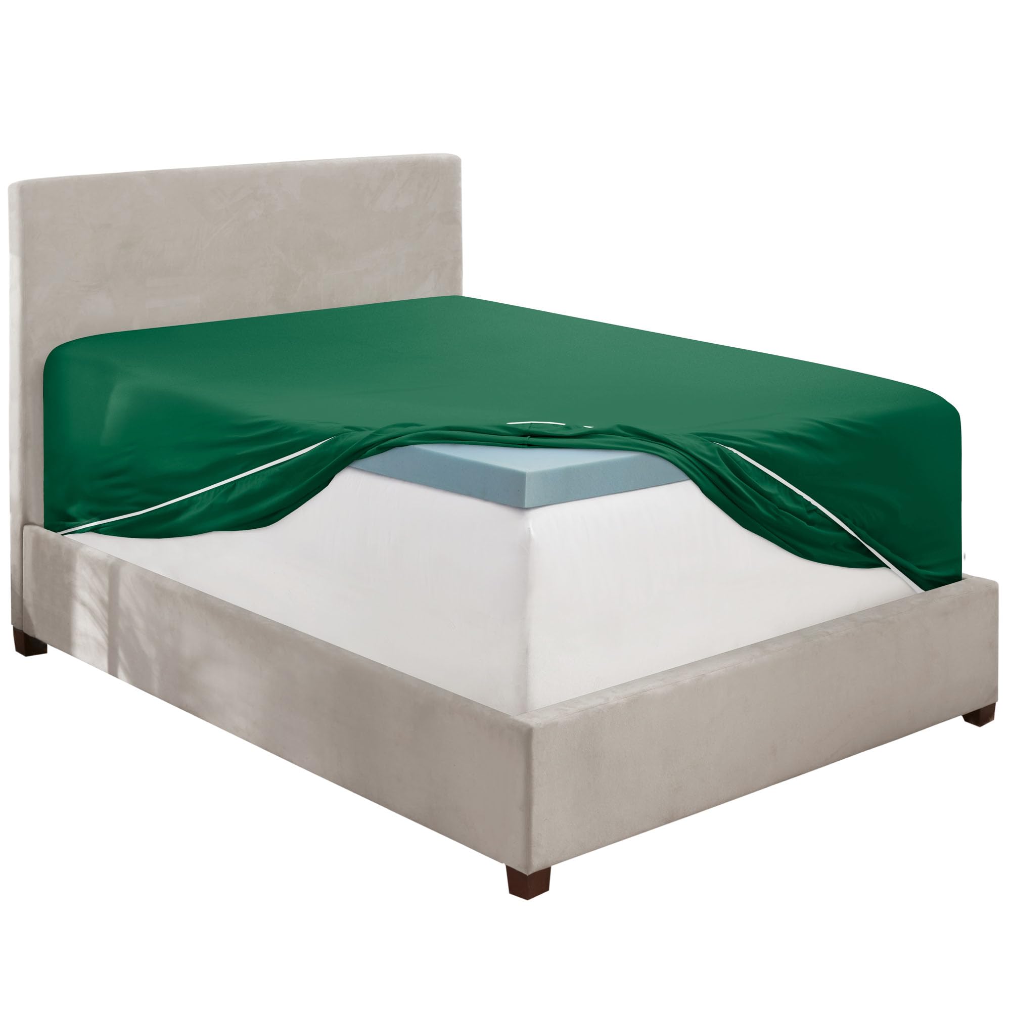 Hearth & Harbor Extra Deep Pocket Full Fitted Sheet, Dark Green Full Size Fitted Sheet Only, 1800 Microfiber Fitted Bed Sheet, U