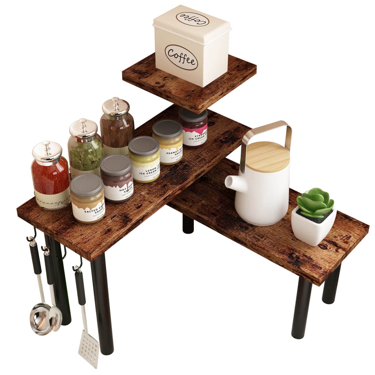 Homode Kitchen countertop Organizer corner Shelf, 3 Tier Bathroom counter Organizer, Space Saving Organization Storage Shelves f