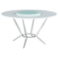 Coaster Home Furnishings - Abby - Glass and Metal - Modern Dining Table with Chrome Base, Removable Lazy Susan - Dining Room - 5