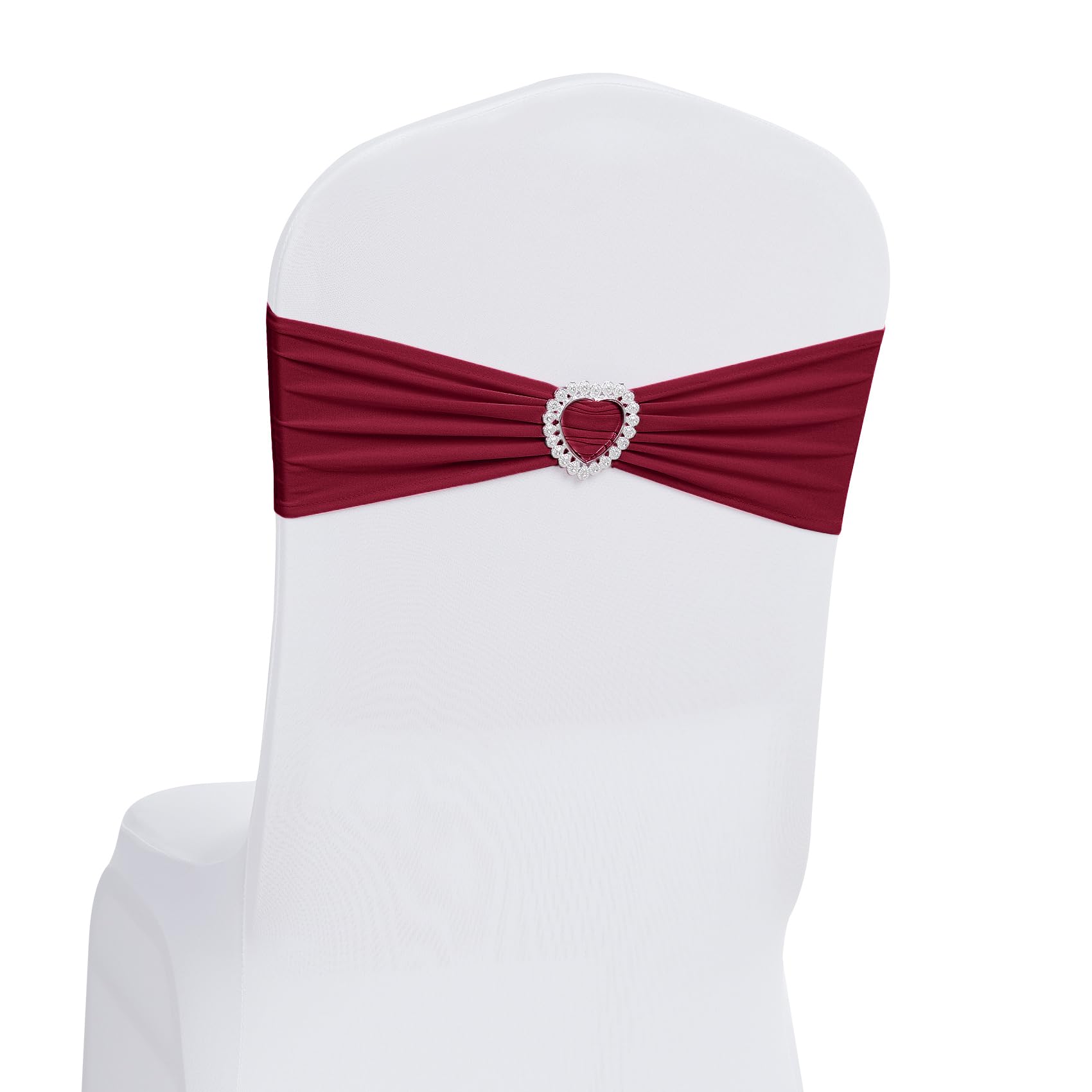 Howhic Pack of 30 Spandex Chair Sashes Bows Stretch Chair Cover Band with Buckle Slider Universal Elastic Chair Ties for Wedding