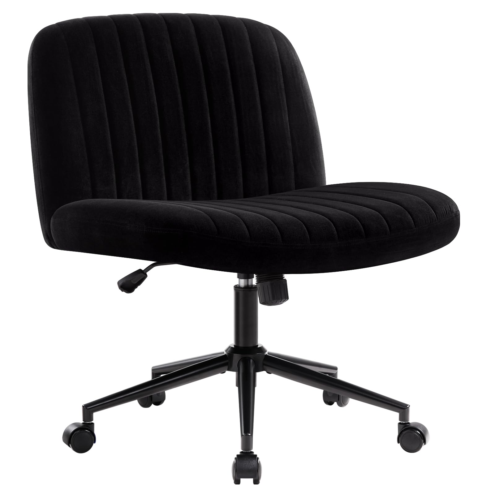 IWMH Armless Wide Seat Office Chair, Criss Cross Legged Desk Chair with Wheels, Height Adjustable Computer Task Chair,Wide Seat 
