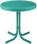 Crosley Furniture Griffith Weather Resistant Retro Metal Outdoor Side Table for Patio, Deck, Porch, Turquoise