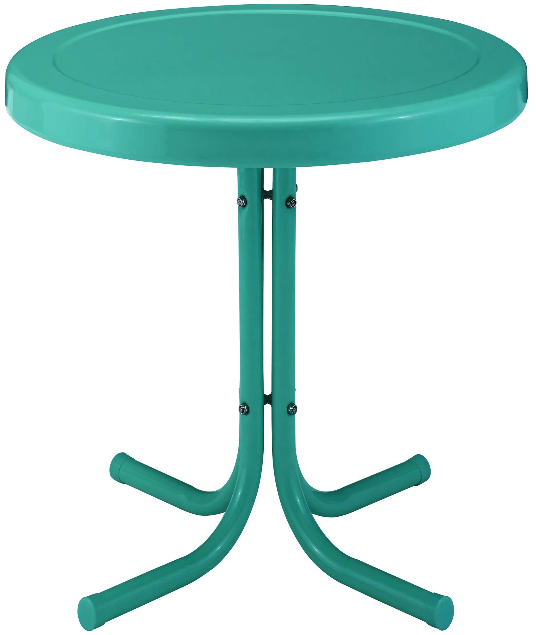 Crosley Furniture Griffith Weather Resistant Retro Metal Outdoor Side Table for Patio, Deck, Porch, Turquoise