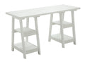 Convenience Concepts Designs2Go Double Trestle Desk with Shelves, White