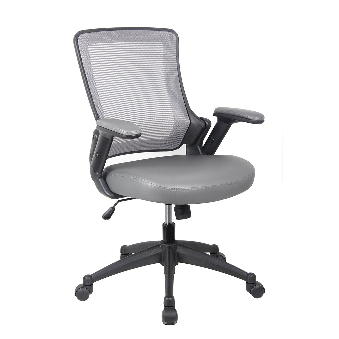 Techni Mobili Height Adjustable Arms Mid-Back Mesh Task Office Chair, 25 W x 25 D x 34 H, Gray