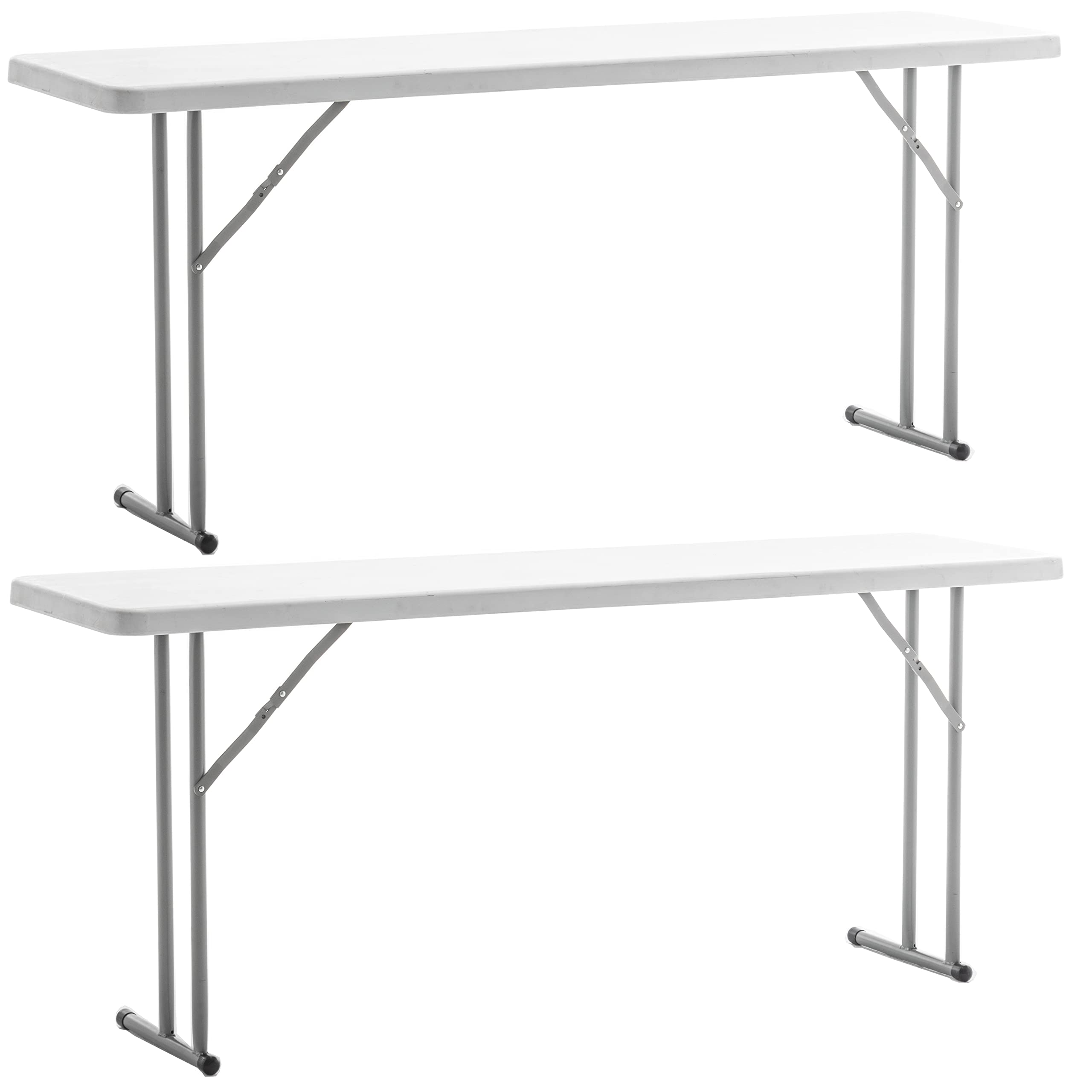 BTEXPERT 5-Foot - 60 Long White Plastic Folding Seminar Training Table Portable 18 Wide Narrow, 29 High, Events Indoor Outdoor L