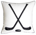 DECOPOW Embroidered Hockey Throw Pillow Cover,Square 18 inch Decorative Canvas Pillow Cover for Ice Hockey Room Decor(Cover Only