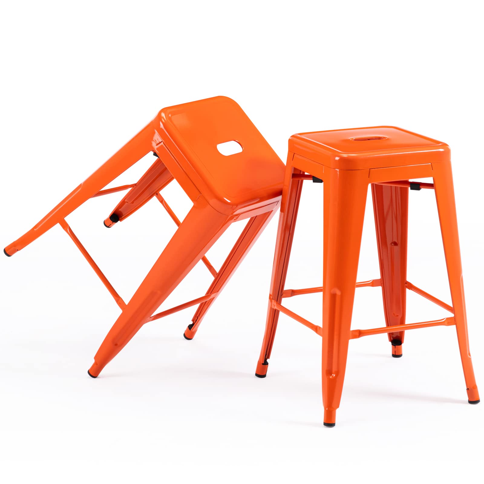 Vogue Furniture Direct 24 Bar Stools Backless Metal Barstools Indoor-Outdoor Counter Height Stools with Square Seat, Set of 2 (O