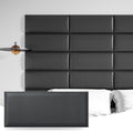 Art3d Peel and Stick Headboard for Twin in Black, Pack of 6 Panels Sized 9.84 x 23.62, Soundproof Wall Panels 3D, Upholstered Wa