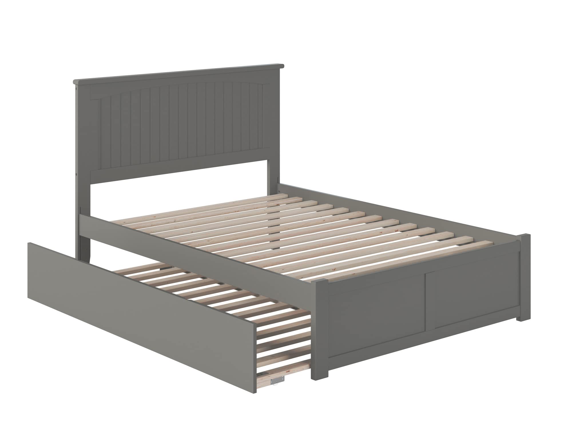 AFI Nantucket Full Size Platform Bed with Footboard and Twin Trundle in Grey