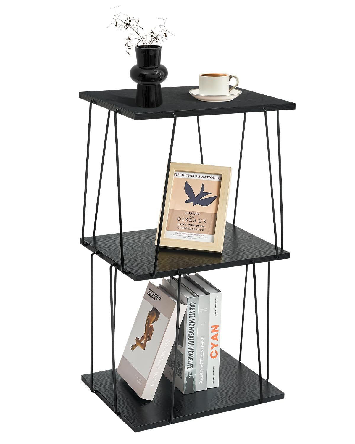 KJGKK Tall Side Table, Small End Table, 29 inch High Accent Table, Bedside Table for Living Room, Bedroom and Office, Ebony Blac