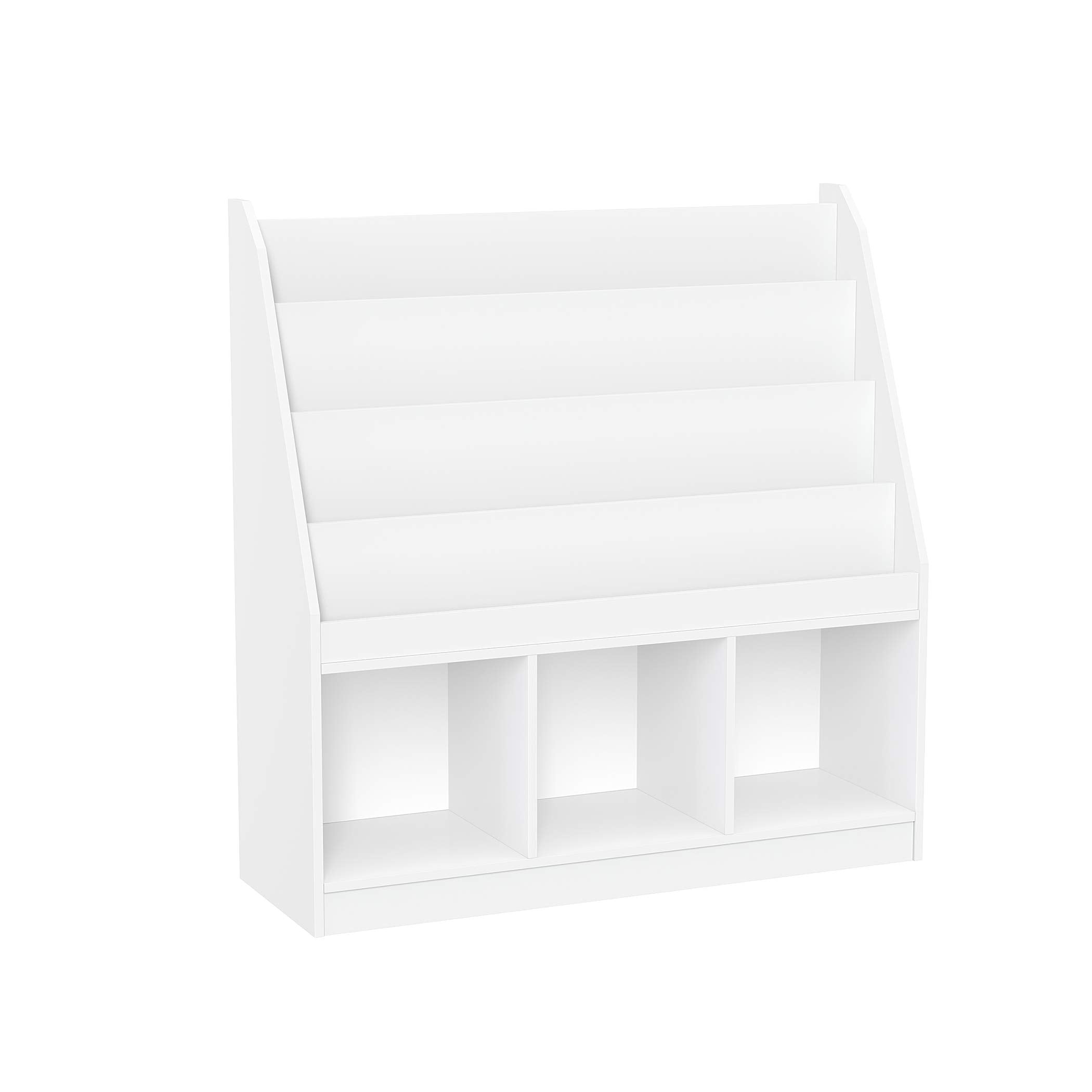 RiverRidge Kids 4 shelves Three Cubbies Bookrack, White (02-251), 11.81D x 35W x 36H