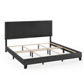 FURINNO Pessac PU Leather Upholstered Platform, King, Black