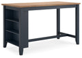 Signature Design by Ashley Gesthaven Modern Counter Height Dining Table with 3 Shelves and Trestle Base, Light Brown & Blue