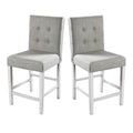 Benjara Benzara Fabric Upholstered Wooden Counter Height Chair, Pack of Two, White and Gray,