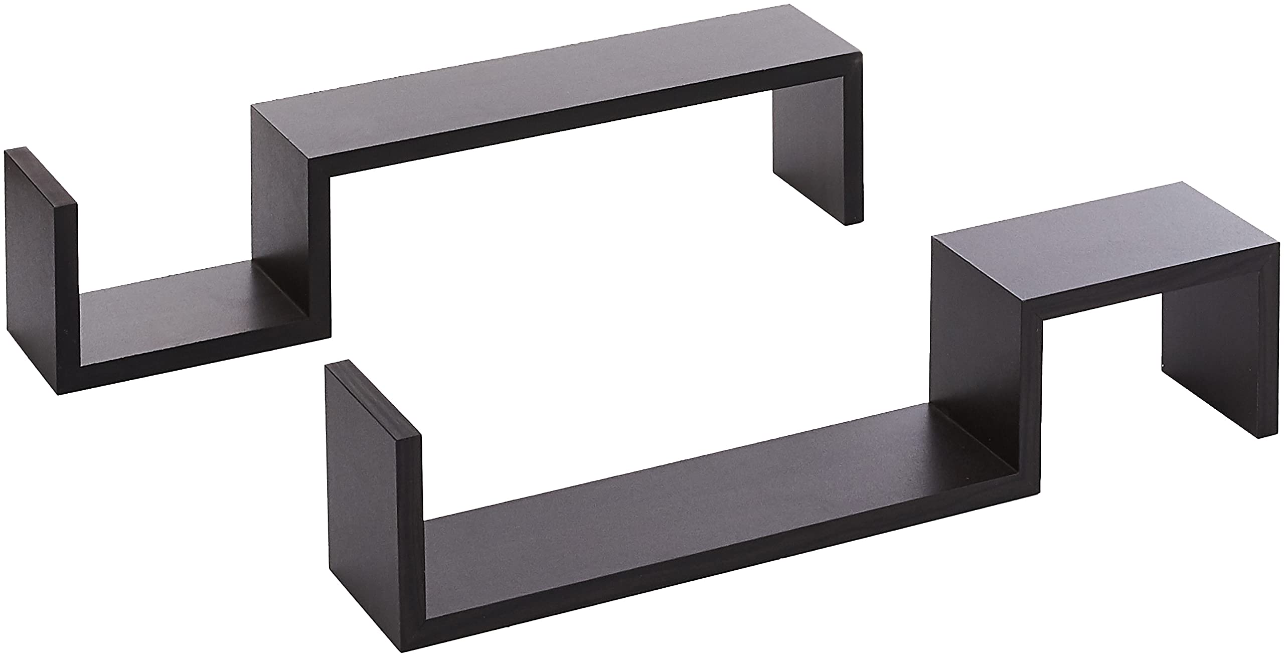 Greenco Floating Wall Shelves, White Finish (2pcs) | Wall-Mounted Shelves, Storage, Hanging/Floating Shelf, Bookshelf, Book Orga