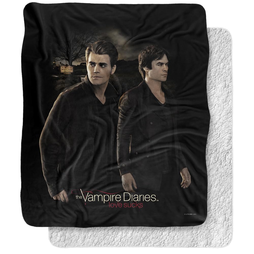 Vampire Diaries Blanket, 50x60, Brothers Silky Touch Sherpa Back Super Soft Throw Blanket