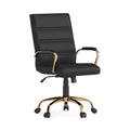 Flash Furniture Whitney Mid-Back Swivel LeatherSoft Desk Chair with Wheels, Padded Seat and Armrests, Adjustable Height Padded O