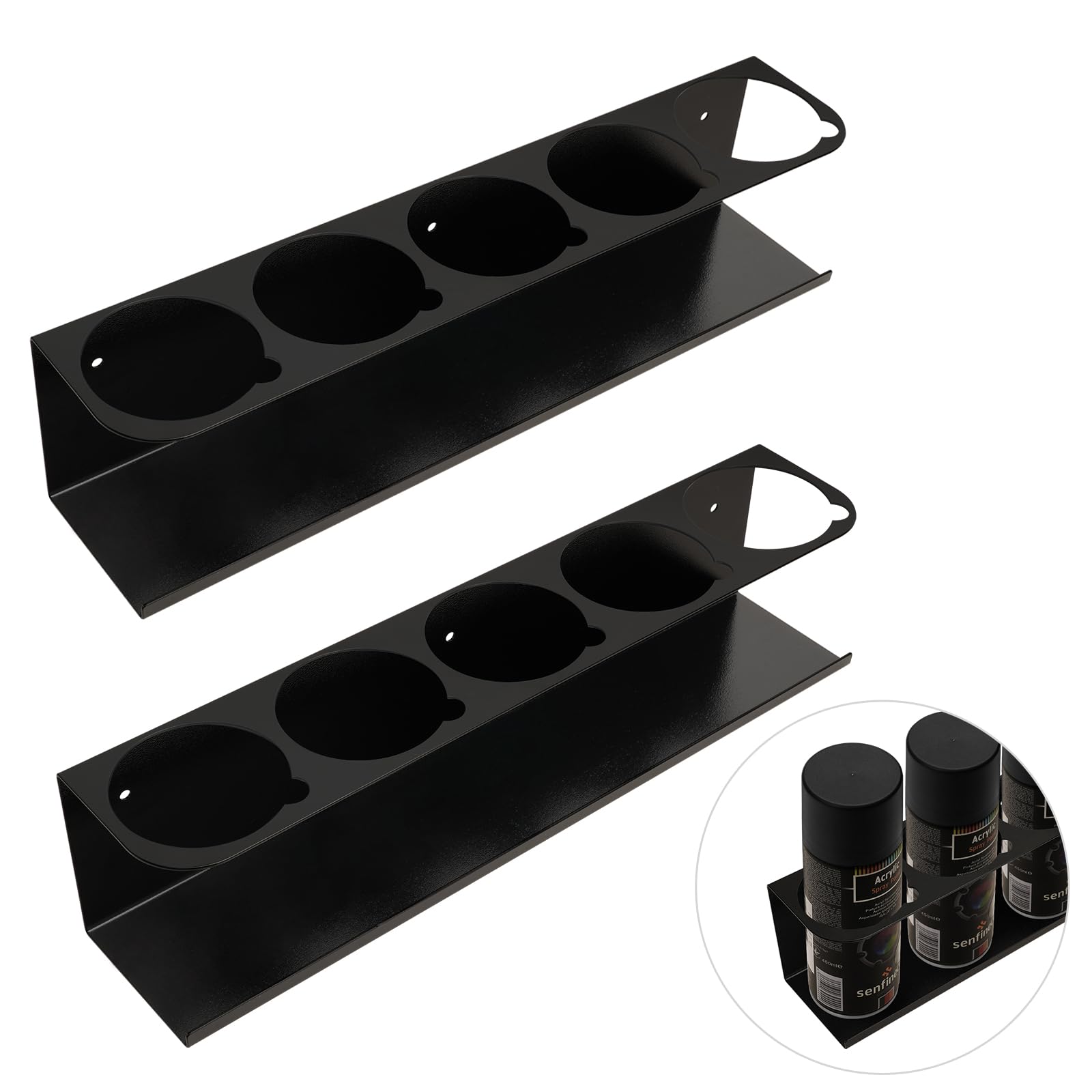 Touri 2 Pack Five Cans Wall-Mounted Steel Aerosol Spray Can Holder Rack Organizer for Garage and Workspace