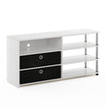 Furinno Jaya Simple Design Stand for TV up to 55-Inch with Bins, White Oak/Chrome/Black