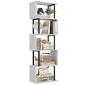 Gadroad 5-Tier Bookshelf, Narrow S-Shaped Geometric Bookcase, Wood Decorative Storage Shelving, Modern Freestanding Display Shel