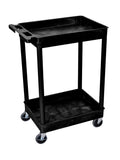 Offex 37.5 H Mobile Multipurpose Utility Tub Cart with 2 Shelves and Push Handle - Black, Great for Warehouse, Garage and More