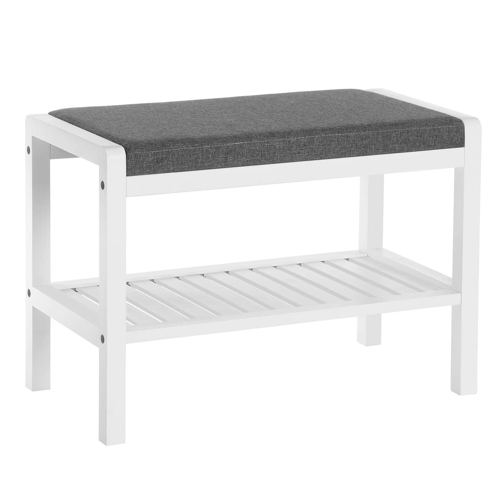 SONGMICS Shoe Rack Bench with Cushion Upholstered Padded Seat, Storage Shelf, Shoe Organizer, Holds Up to 350 lb, Ideal for Entr