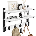 Homode Two-Tier Coat Rack with Shelf, 17 Inch Wood Coat Hanger Wall Mount, Entryway Wall Shelf with Heavy Duty Key Hooks, Hangin
