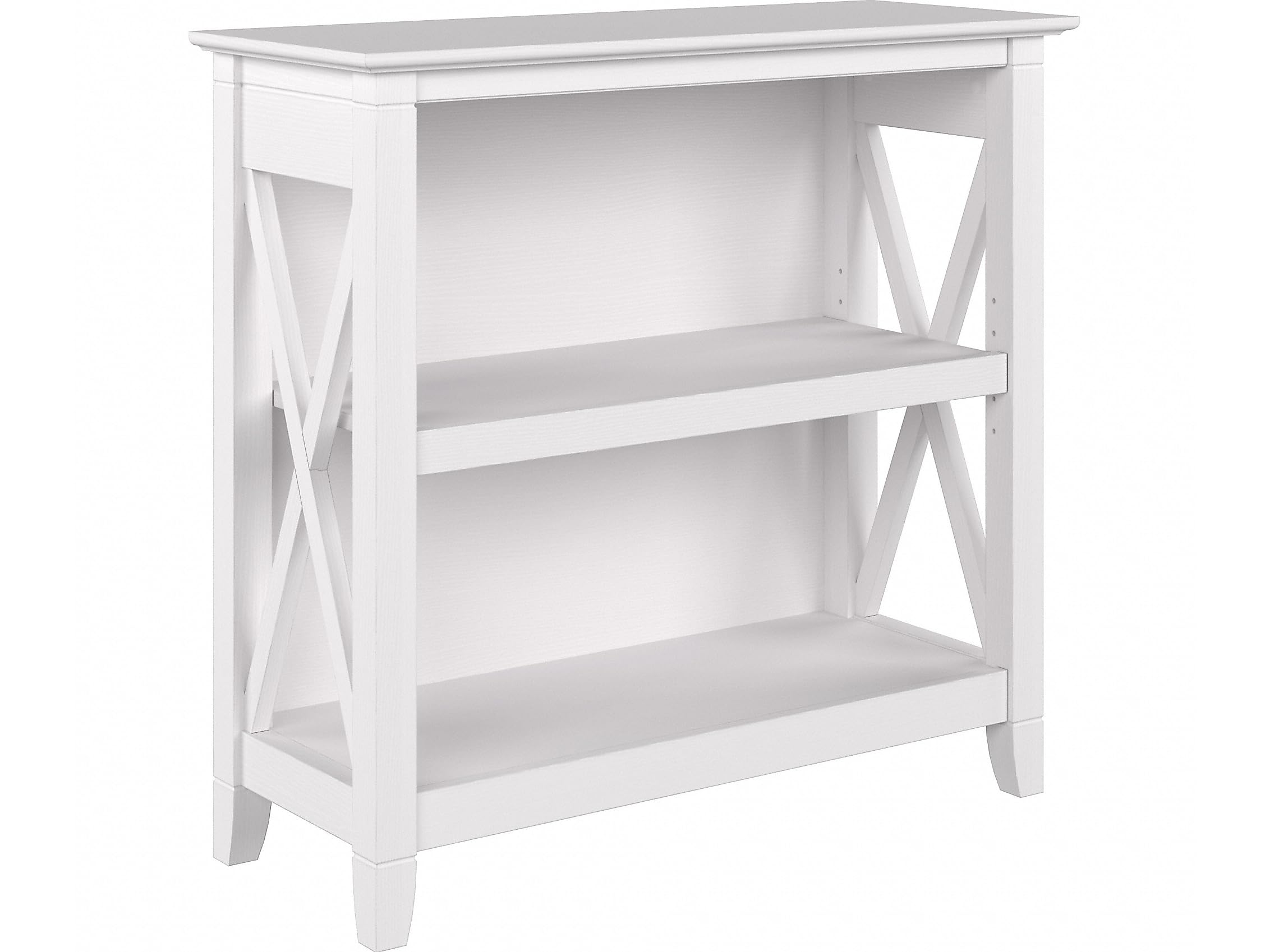 Bush Furniture Key West Small 2 Shelf Bookcase in Pure White Oak, Compact Home Organizer, Vertical Storage Solution, Bookshelf f