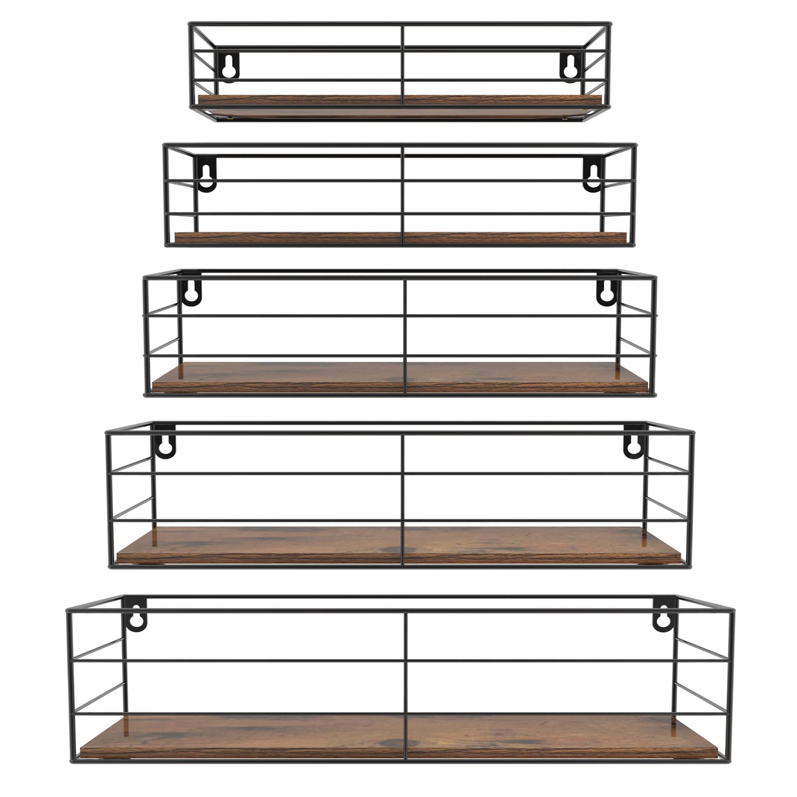 CRUGLA Floating Wall Shelves Set of 5, Wall Mounted Bathroom Shelves, Hanging Storage Shelf for Bathroom, Kitchen, Bedroom, Livi