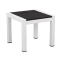 Benjara Josh 18 Inch Side End Table, Jet Polyresin Planks, Aluminum Frame, White and Black
