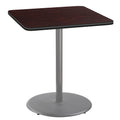 National Public Seating NPS 36 Square Cafe Table with Round Base, 42 Height, Particleboard Core/T-Mold, Mahogany Top, Grey Frame