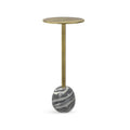 SIMPLIHOME Melene Modern Contemporary Wide Metal Side Table for The Living Room and Bedroom, 12 inch, Gold/Grey