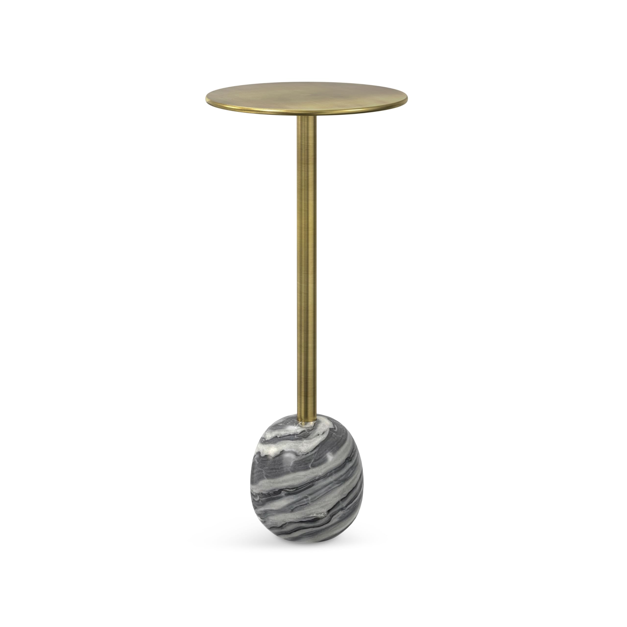 SIMPLIHOME Melene Modern Contemporary Wide Metal Side Table for The Living Room and Bedroom, 12 inch, Gold/Grey