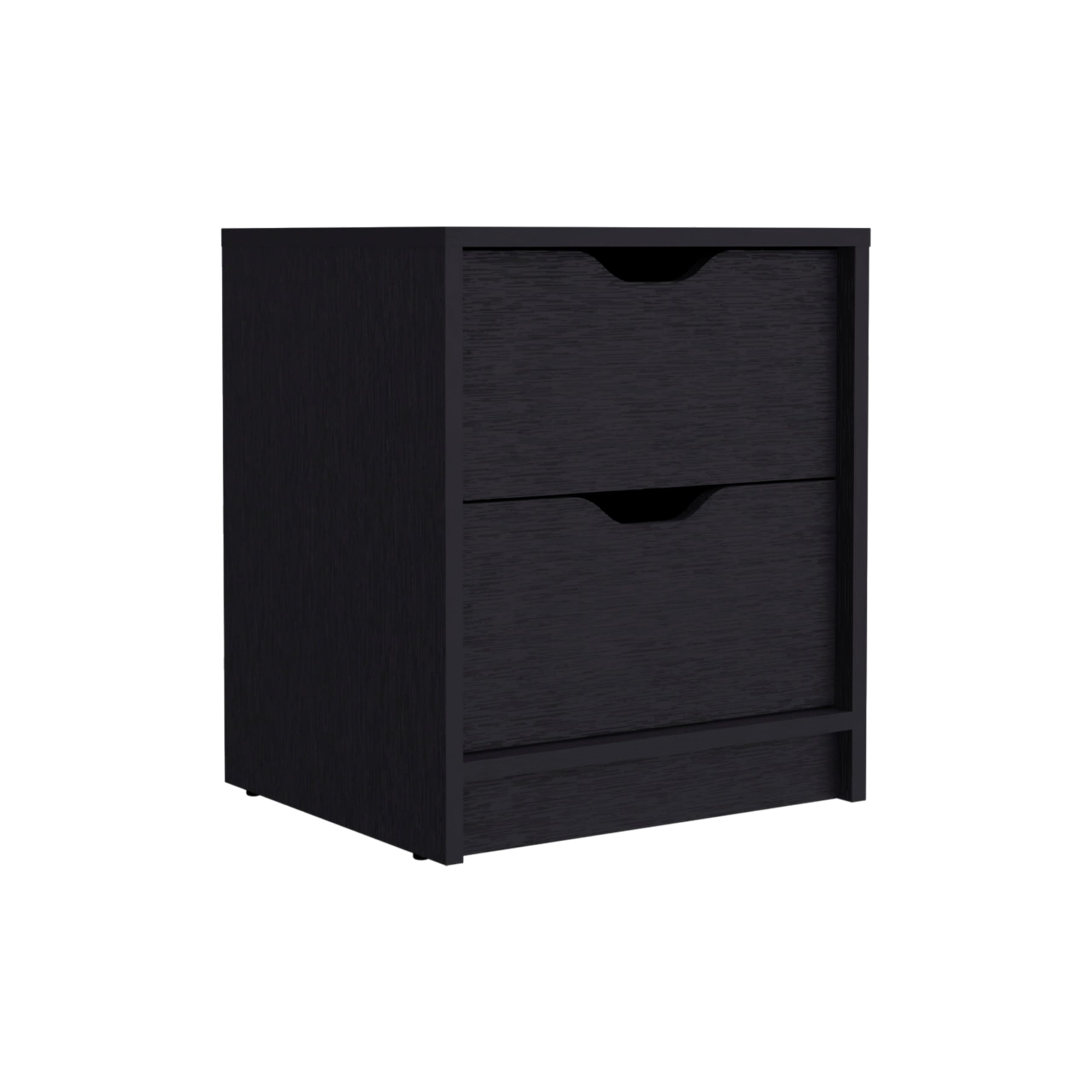 Tuhome Basilea 2 Drawers Nightstand, Pull Out System -Black