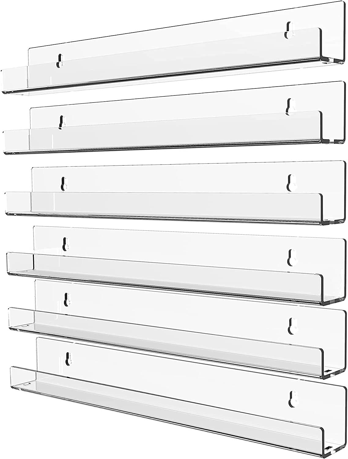 Cq acrylic Invisible Clear Floating Bookshelf - 15 Hanging Wall Mounted Display Shelf for Kids Room, Modern U Shaped Ledge for B
