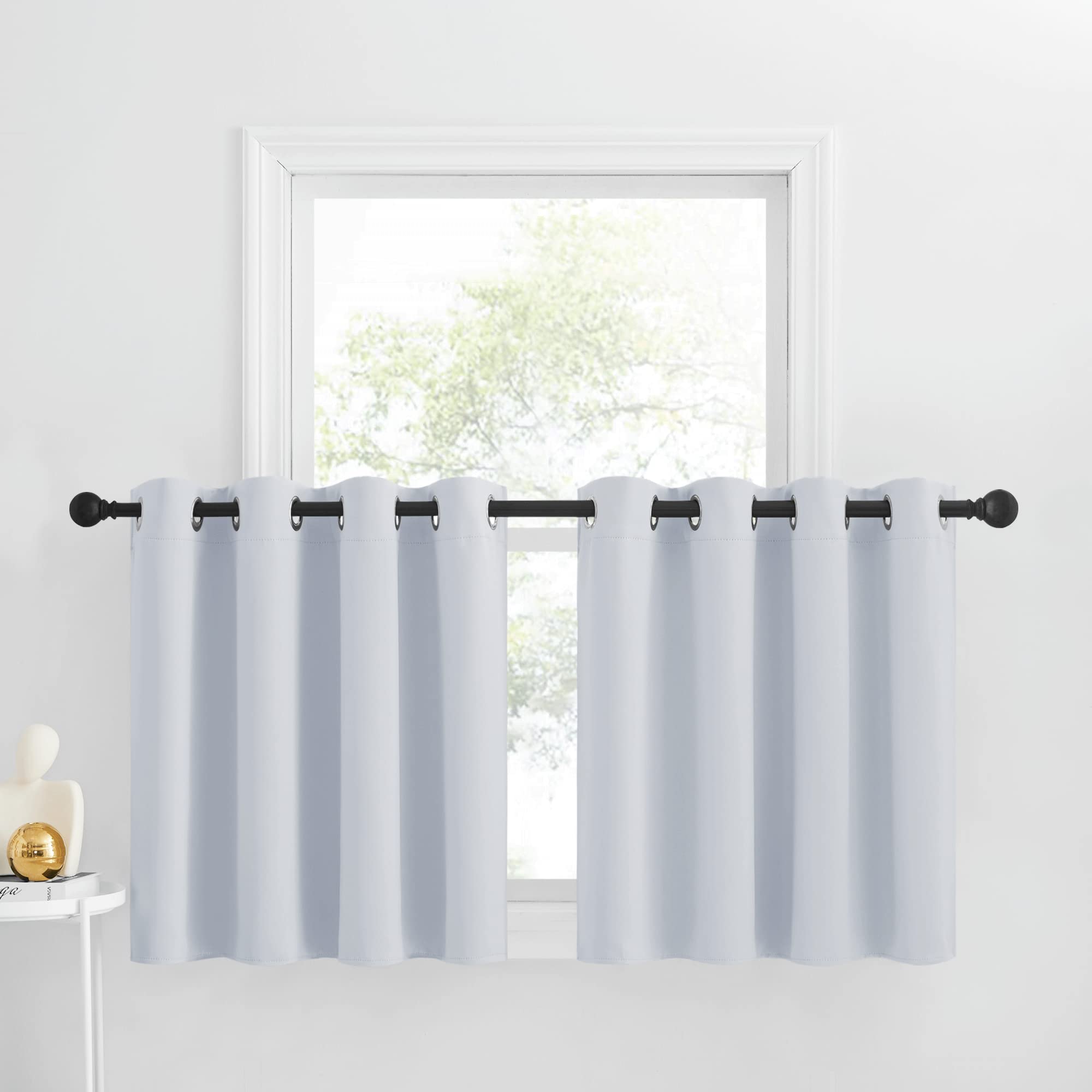 NICETOWN Bathroom Tiers Kitchen Curtains for Small Windows, 2 Panels Energy Saving Half Curtains for Living Room Windows Cabinet