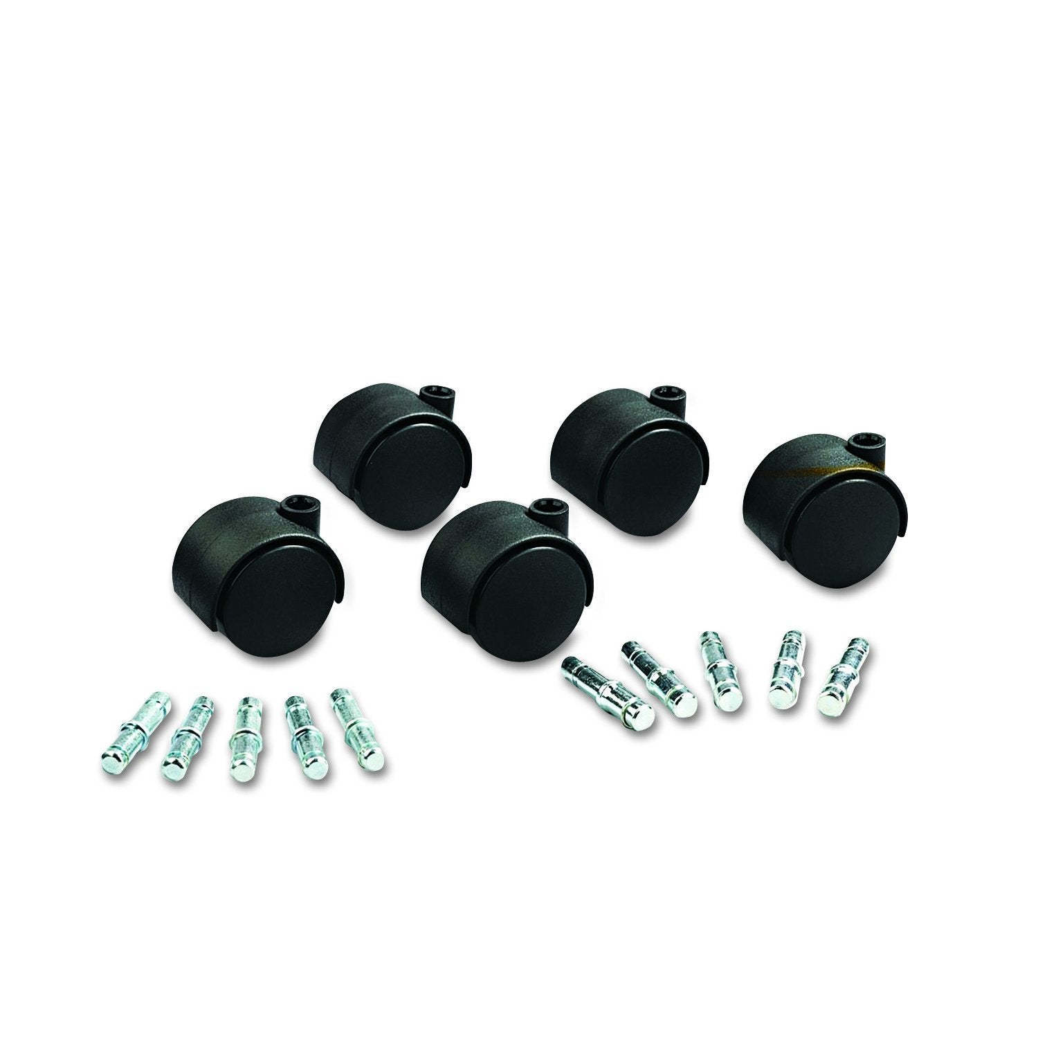 Deluxe Duet Hooded Chairmat Casters, 7/16 Dia. x 7/8 Long and 3/8 Dia. x 7/8 Long Stems, 120 lbs./Caster, Matte Black Finish, 5/