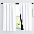 NICETOWN White 100% Blackout Curtains 45 inches Long, Rod Pocket Basement Completely Blackout Window Treatment Thermal Insulated