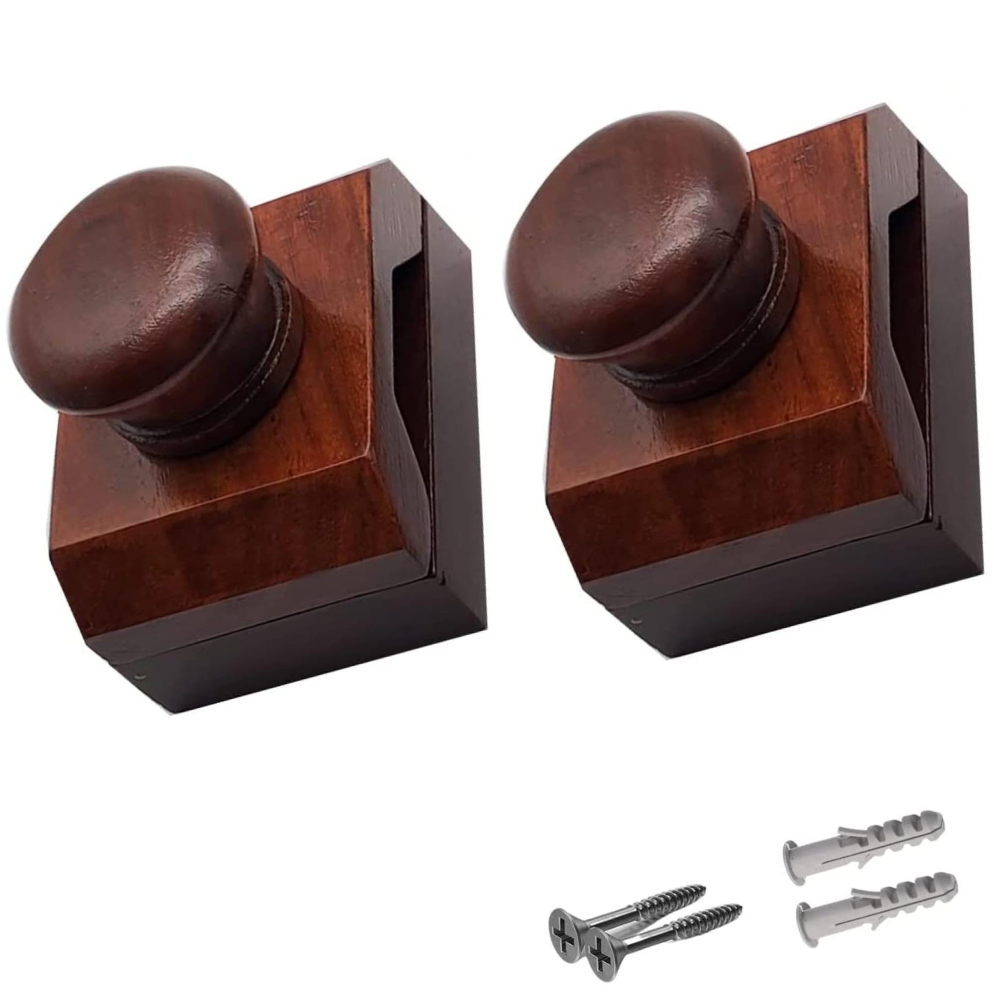 Hinge Back Wooden Quilt Wall Hanger - Cherry Brown - 2 Clamps with Screws for Tapestry Hangers Wall Hangings Wall Clips for Hang