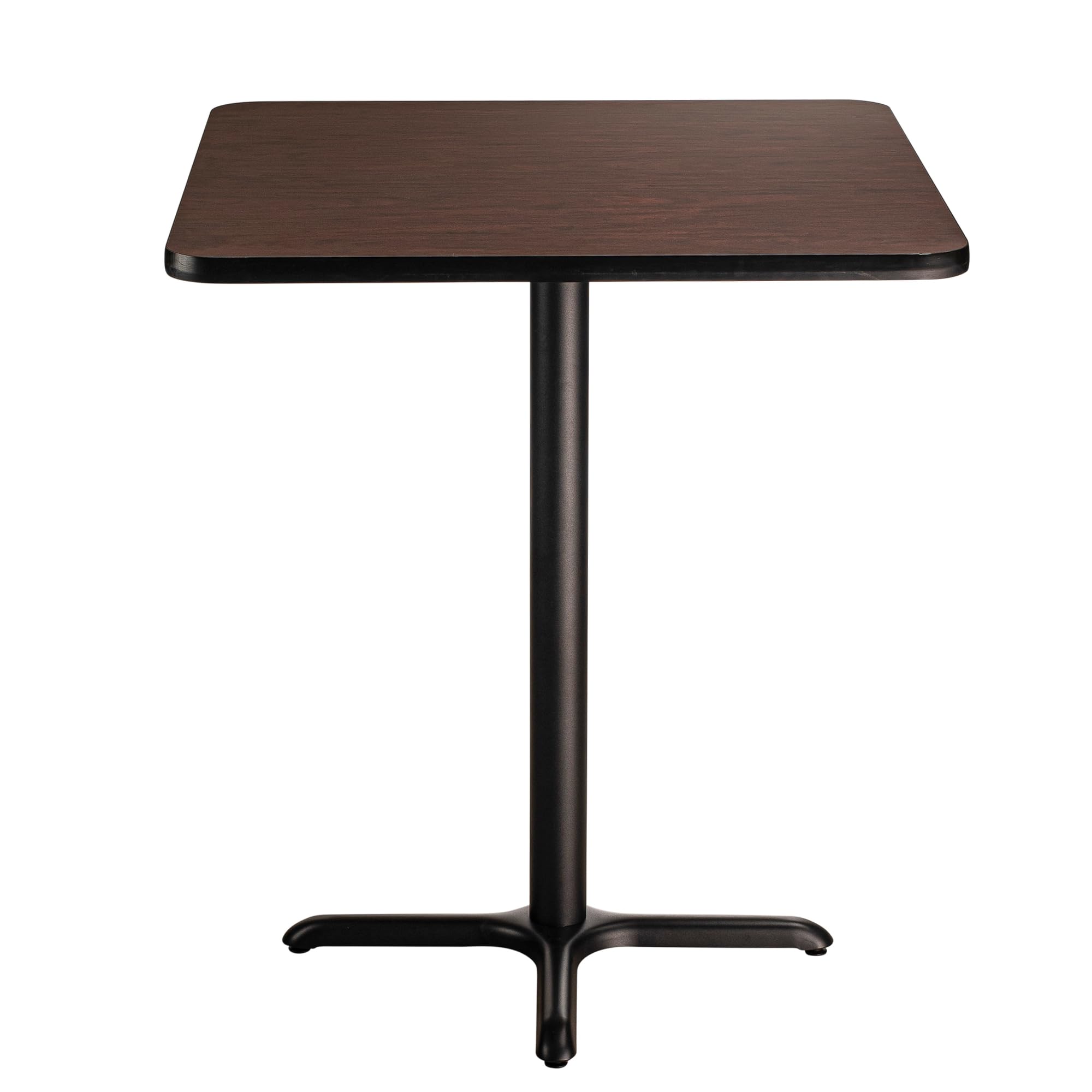 National Public Seating NPS 36 Square Cafe Table with X Base, 30 Height, Particleboard Core/T-Mold, Mahogany Top, Black Frame